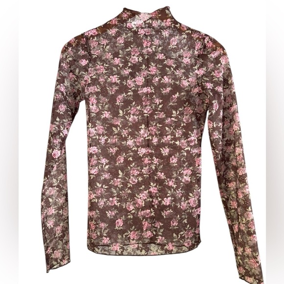 Very J Tops - Very J Lace Mesh Floral Top NWT